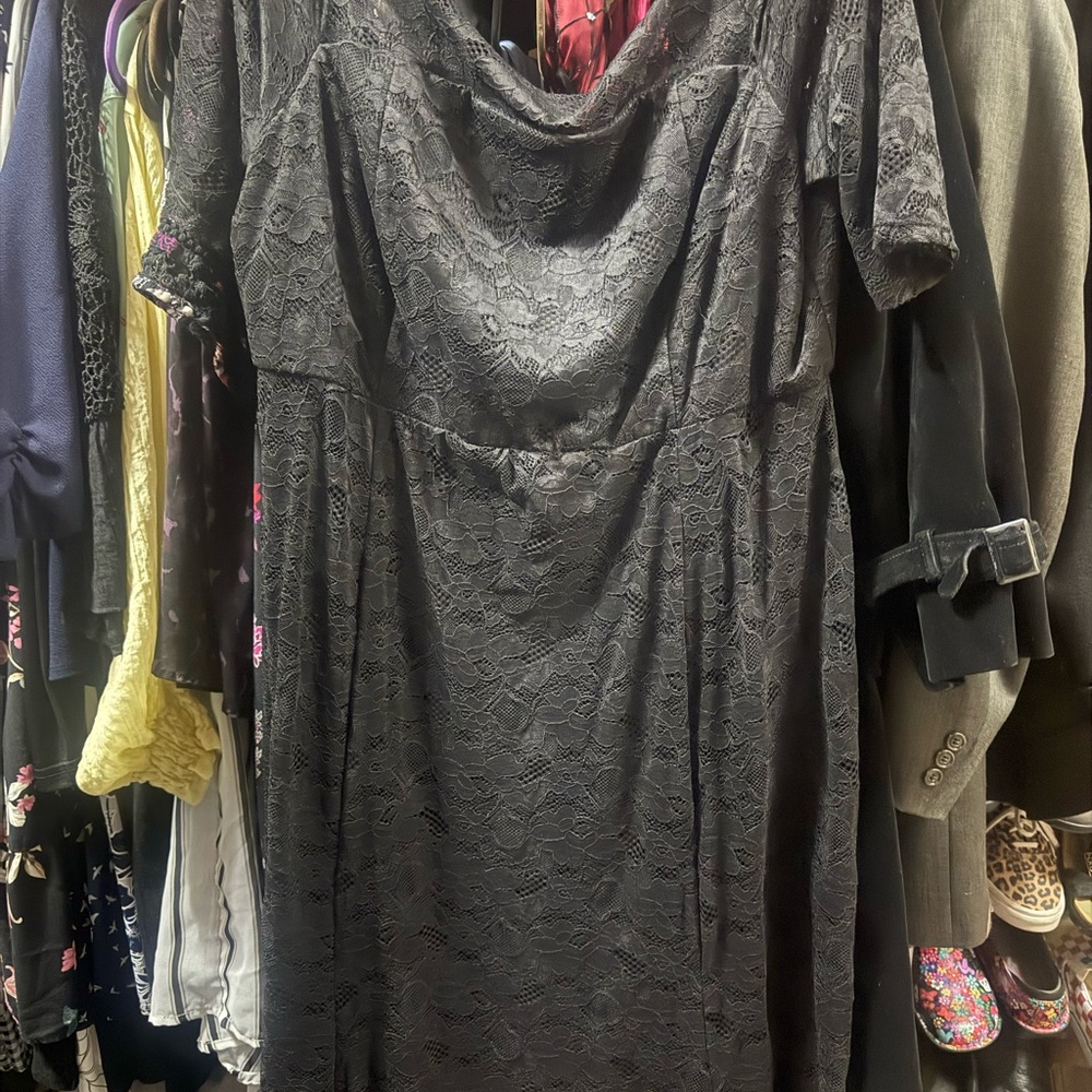 Torrid Black Lace Long Sleeve Dress